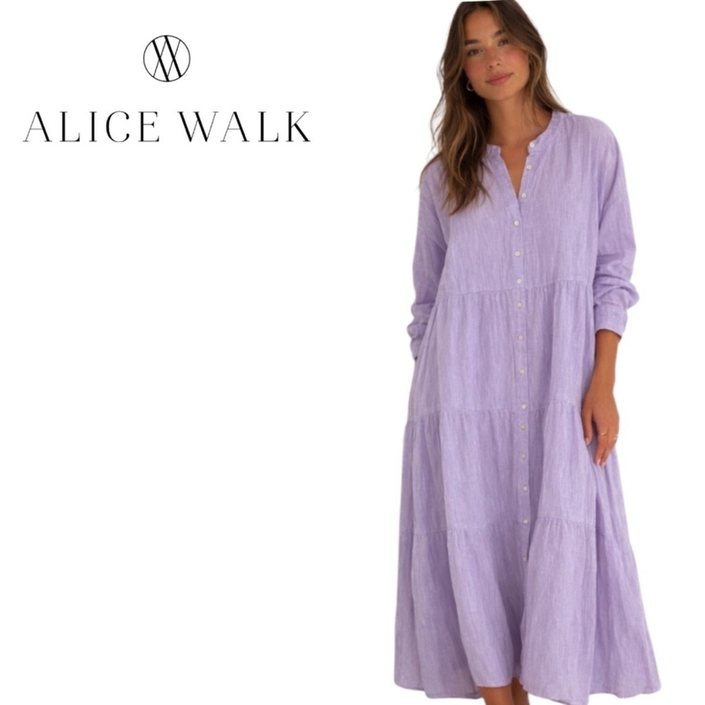 Alice Walk Linen Tiered Midi Dress